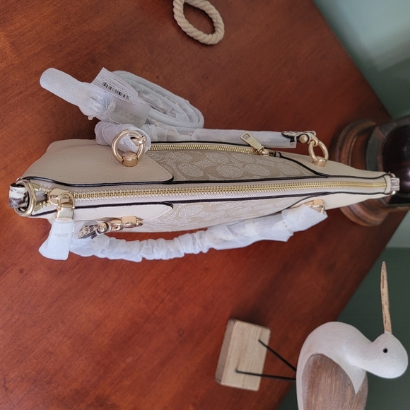 NWT Coach C7261 Kacey Satchel Colorblock Signature Canvas Ivory Pebbled Leather - Picture 12 of 16